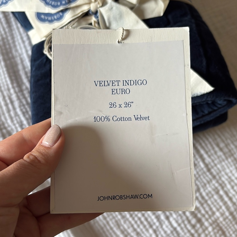 John Robshaw Indigo Cotton Velvet Euro Sham - Picture 5 of 9